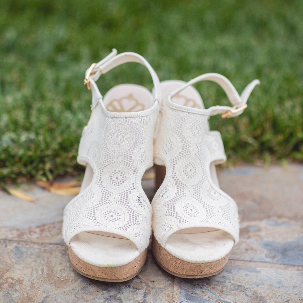 Fergalicious Off-white Lace Wedge Sandals - Picture 3 of 14